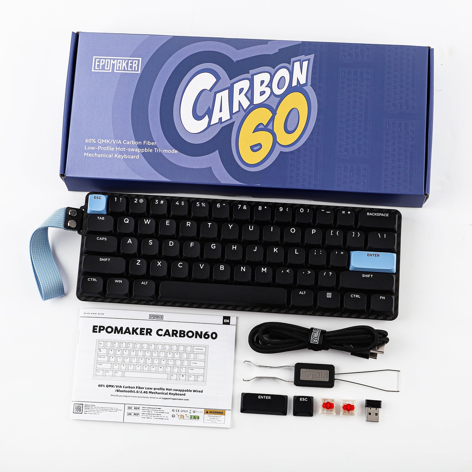 EPOMAKER Carbon60 キーボード 本体 Epomaker Carbon60 レビュー】カーボンデザインが映える！高級感